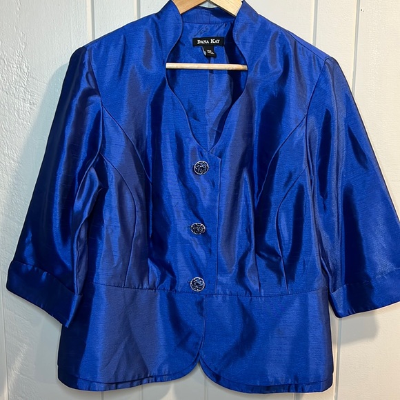 Dana Kay Vivid Blue Jacket with Jeweled Buttons - Picture 1 of 12